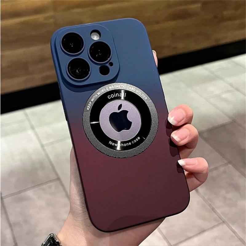 

Розкішний жорсткий чохол Magsafe Wireless Charge для iPhone 14 13 12 11 Pro Max Plus з магнітним бампером з градієнтним кольором, матові чохли iPhone 13 Pro темно-синього кольору