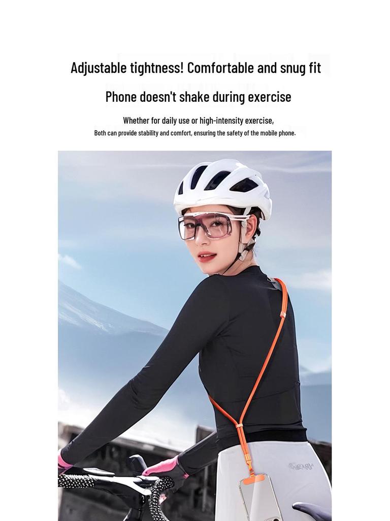 Nastavitelná crossbody šňůrka na mobilní telefon s robustním nerezovým kroužkem a polyesterovým popruhem proti ztrátě