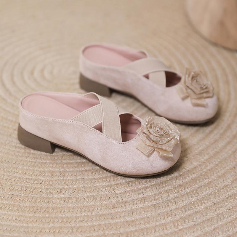 Small Inner Height Increase Bag Head Half Slippers Women's 2025 New Summer Wear a Pedal Sandals Mary Jane Single Shoes