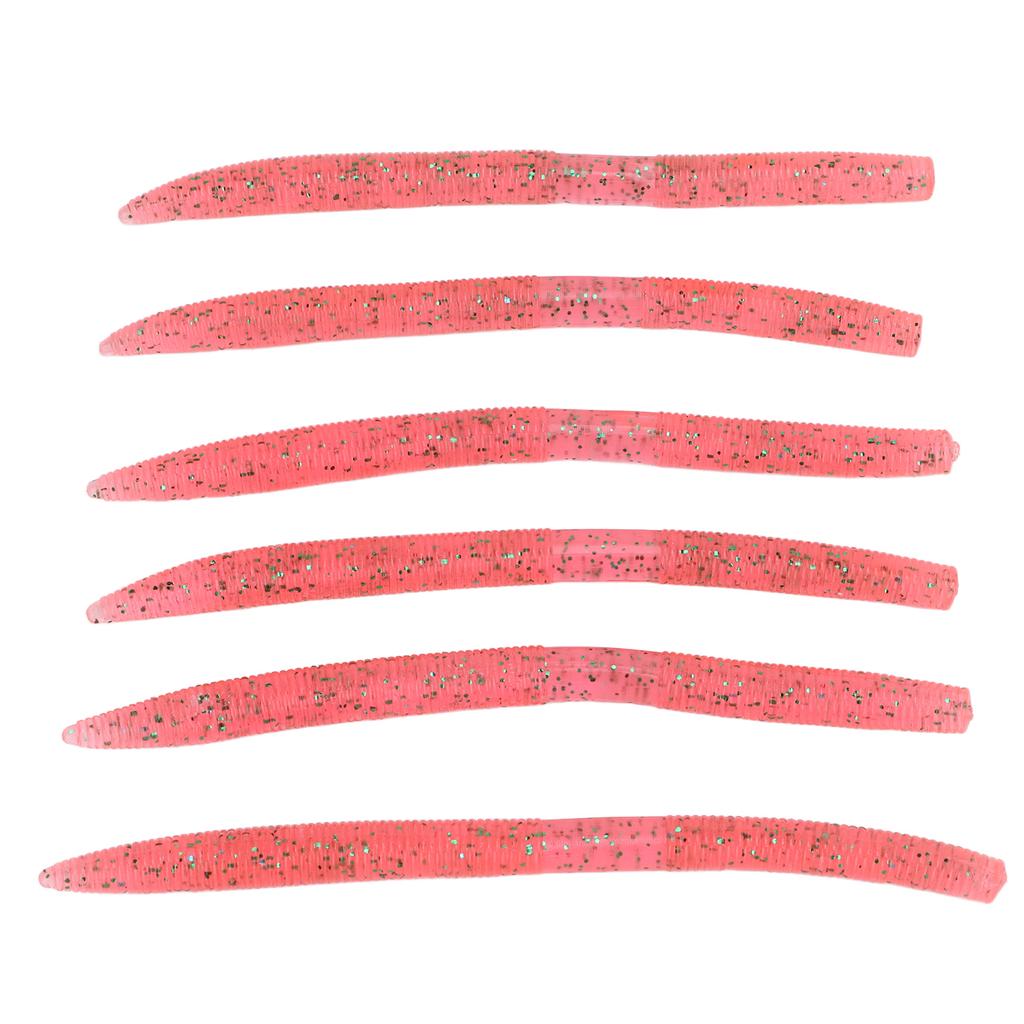 6szt/zestaw Robak Makaronowy Przynęta Wędkarska Odporna na Ugryzienia Miękka Przynęta Sztuczna z PVC Różowa