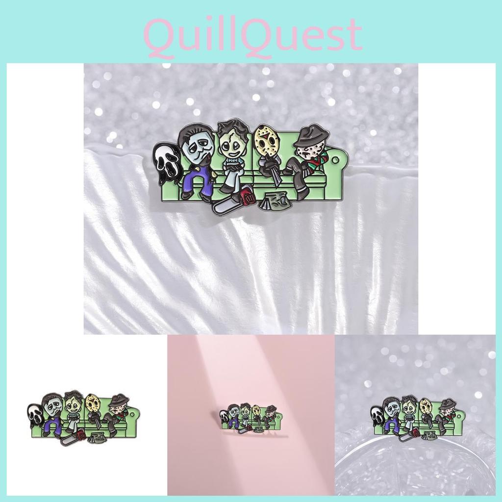 Creative Personality Alloy Enamel Badge Featuring Quirky Killer Chainsaw Skull Design