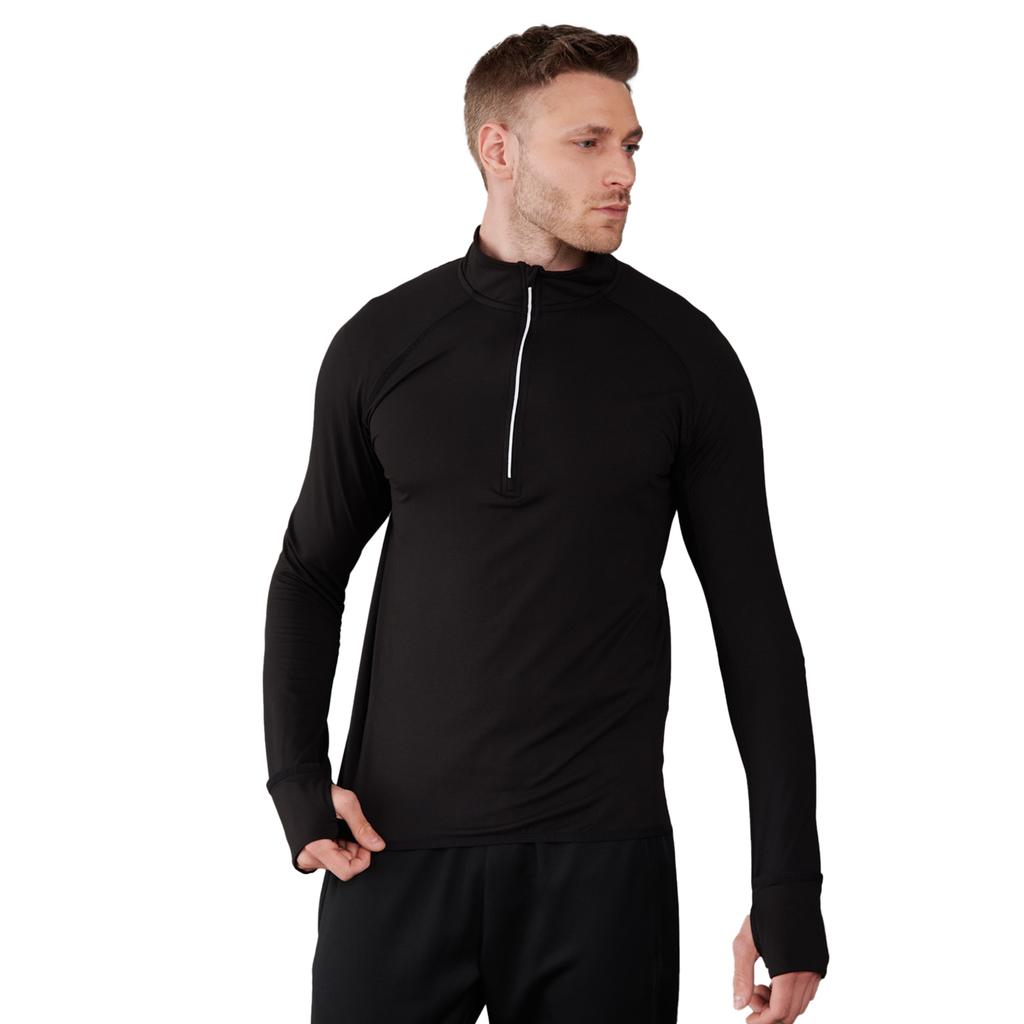 Tombo Mens Long Sleeve Zip Neck Performance Top