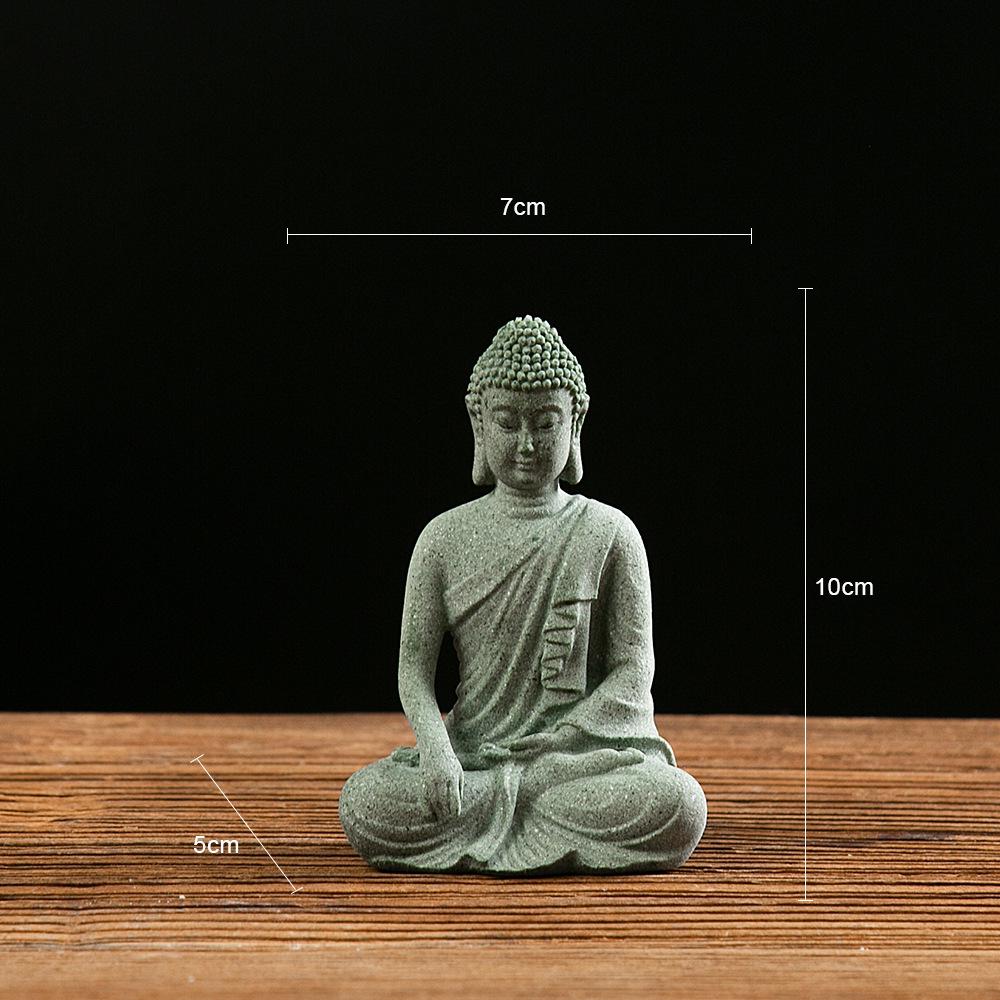 Antique Green Sandstone Buddha Statue: Zen Craftwork Water Feature for Home Decoration & Chinese Tea Pet Ornament.