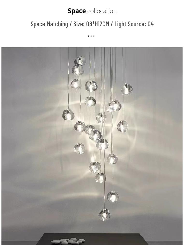 American Cherry Crystal Glass Stair Chandelier: Creative Meteor Shower Light for Hotel Lobby