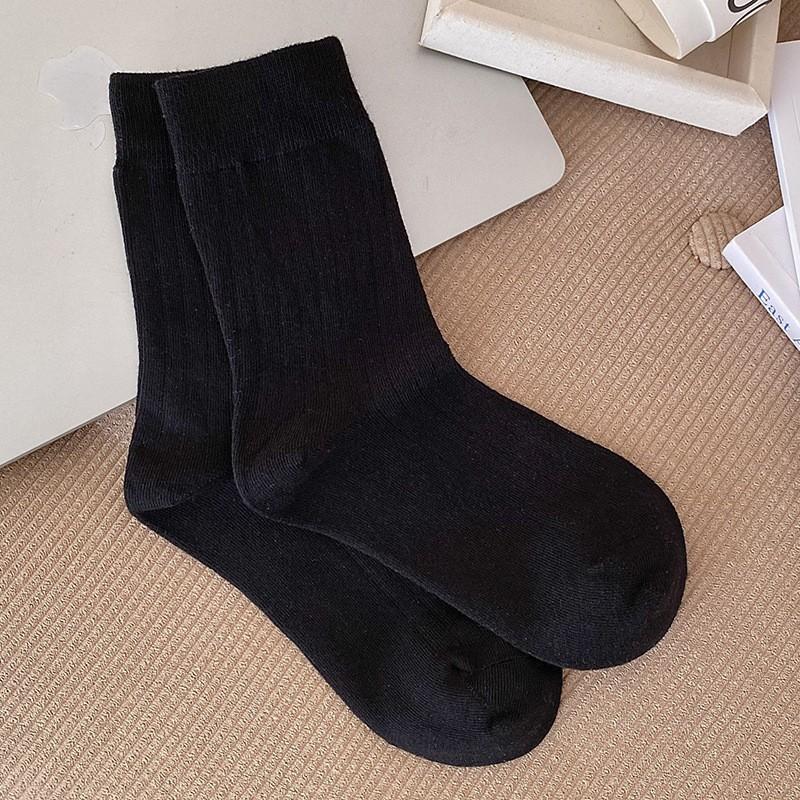 White Socks Pure Cotton Stacking Socks Spring And Autumn Thin Versatile Boneless Confinement Socks Solid Color Cotton Medium Tube Socks Women