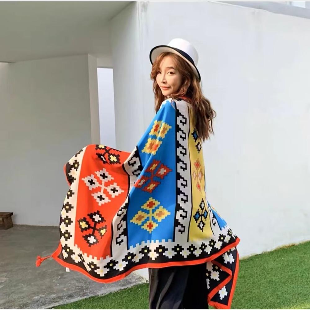 Chaka Salt Lake Great Northwest Tourism Ethnic Style Scarf Silk Scarf Women'S Summer Seaside Beach Shawl Sunscreen Thin