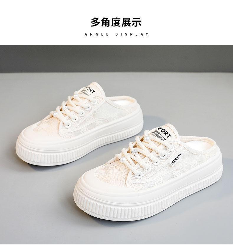 

Breathable little white shoes women s shoes 2025 new summer net shoes versatile thick-soled lace casual board shoes breathable lace 35