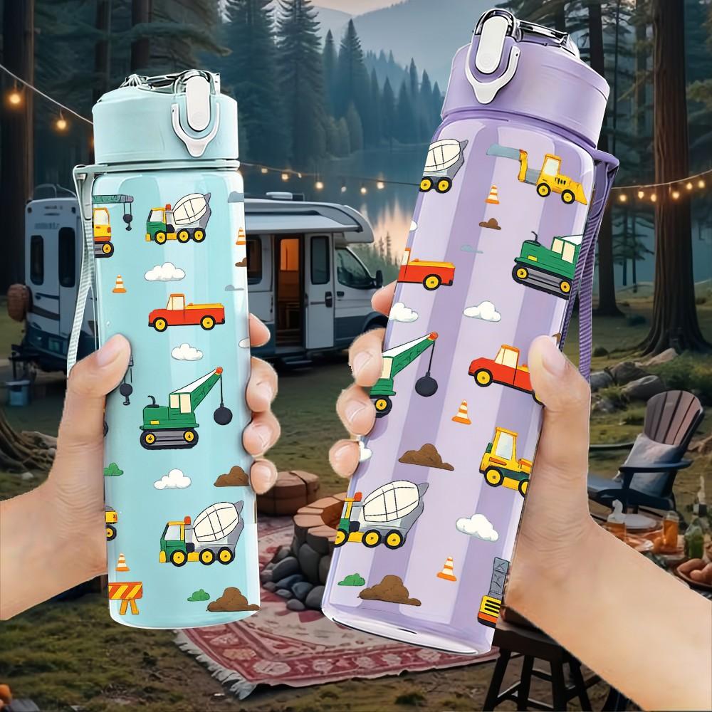 1PC Retro Game Controller Pattern Print 750ml Color Plastic Sports Water Bottle Leakproof Flip Straw Lid Suitable for Sports Office Home Use