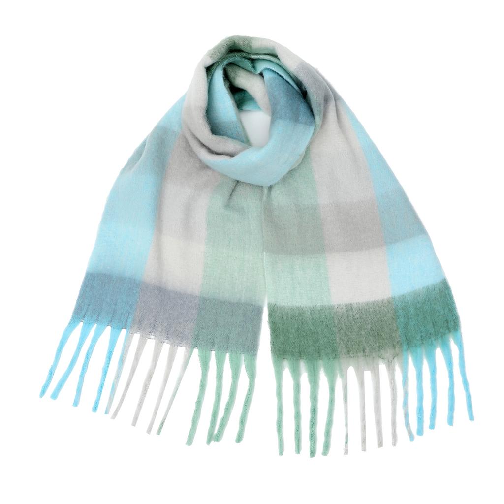 Winter Women Knitted Scarf Headscarf Casual Preppy Rainbow Plaid Tassel Scarve Elegant Lady Mujer Thick Wrap Shawl New Christmas