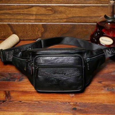 Sac banane bandoulière unisexe en cuir véritable: Sacoche multifonctionnelle grande capacité pour téléphone et portefeuille, idéale pour les sports de plein air.