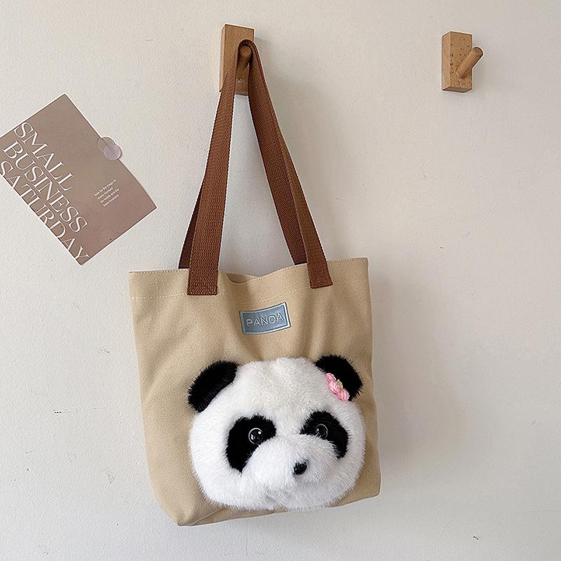 

Chengdu Panda Base Genuine Panda Huahua Large Capacity Canvas Tote Shoulder Bag Plush Travel Commemorative Gift хакі