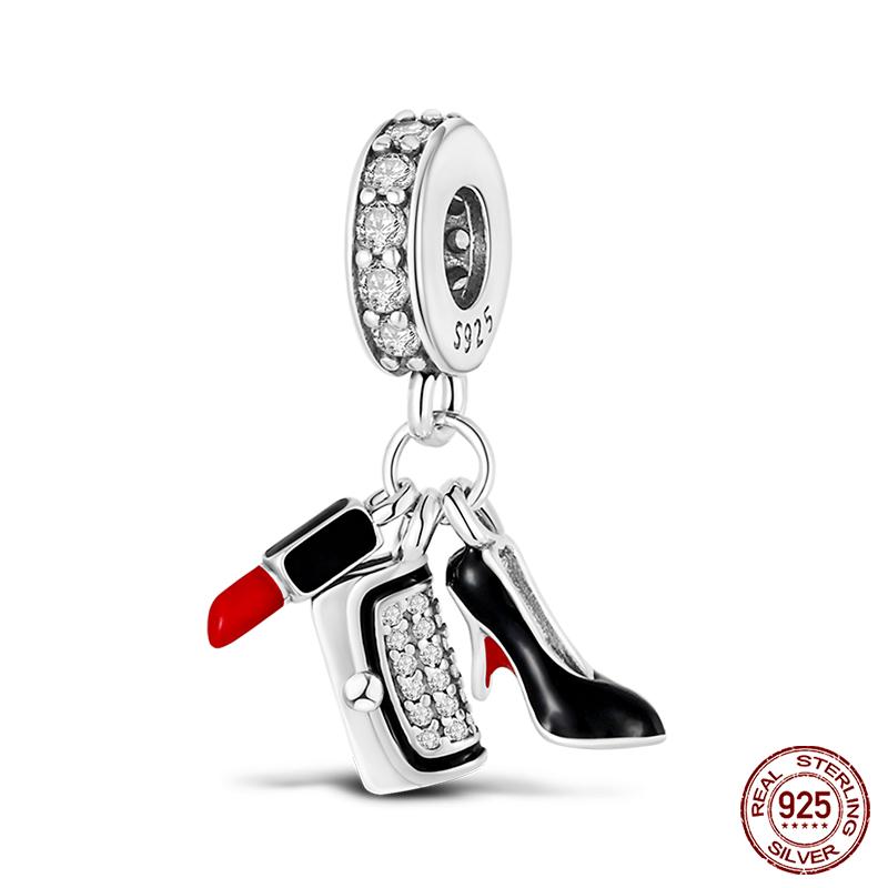 100% Copper High Heels Lipstick Lifestyle Collection Charm Beads For Brand Original Bracelet Diy Jewelry