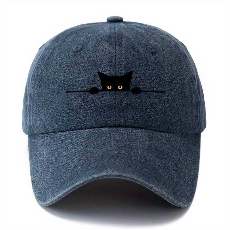 Retro cartoon cat printed baseball cap adjustable for men and women outdoor activities, fishing, camping, and parties