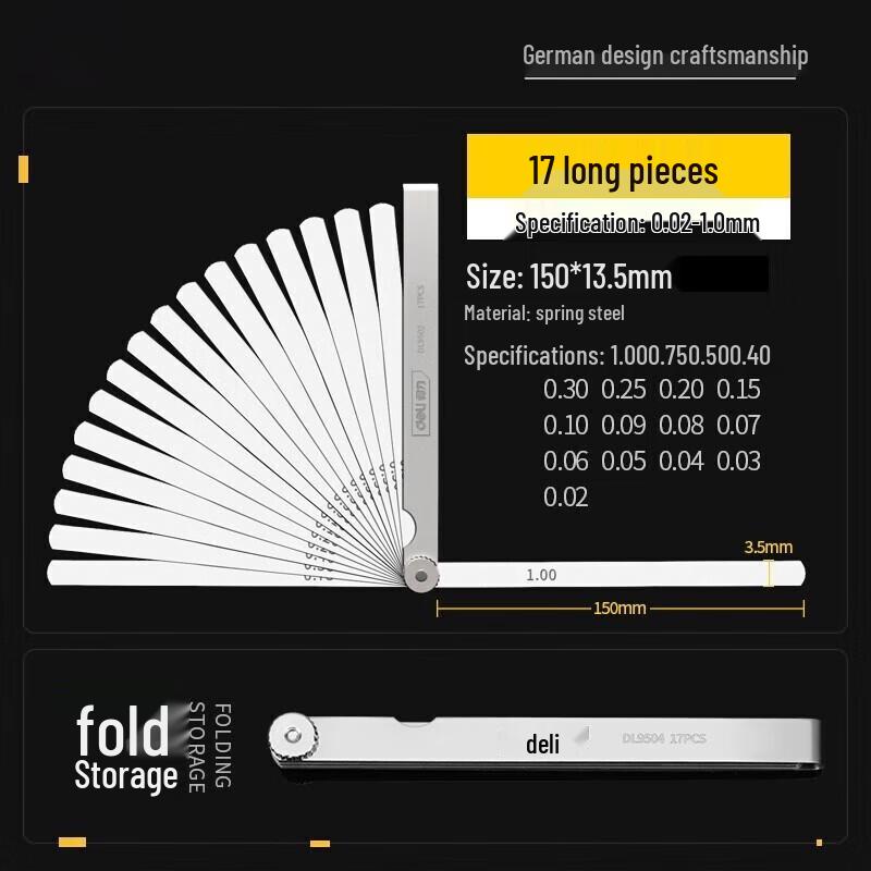 Deli 32-Piece Feeler Gauge Set N/A
