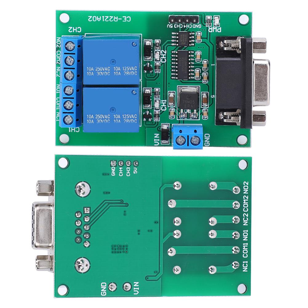 2 Channel Serial Port Relay Module RS232 UART Protocol DB9 Interface Remote Control Switch Board TB3