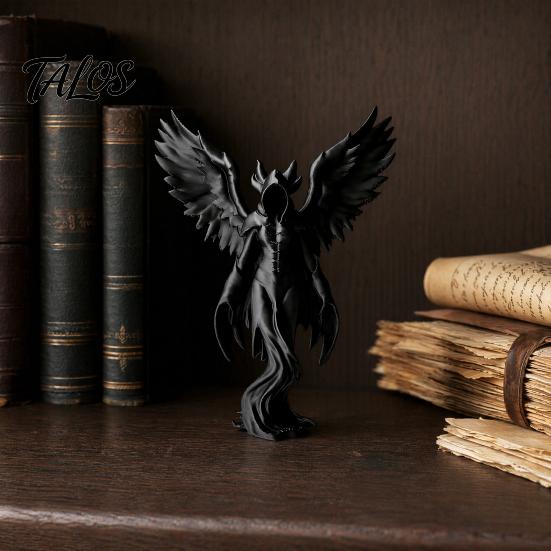 Desktop Atmosphere Decoration Dark Angel Winged Figurine, 3D Printed Gothic Statue for Desk Shelf God Decor, Intricate Redemption Theme Sculpture,