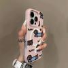 Magnetic Jelly Two-in-one Mobile Phone Case Transparent Frosted Mobile Phone Protective Case Material Feather Yarn Little Black Cat for Apple Big Hole