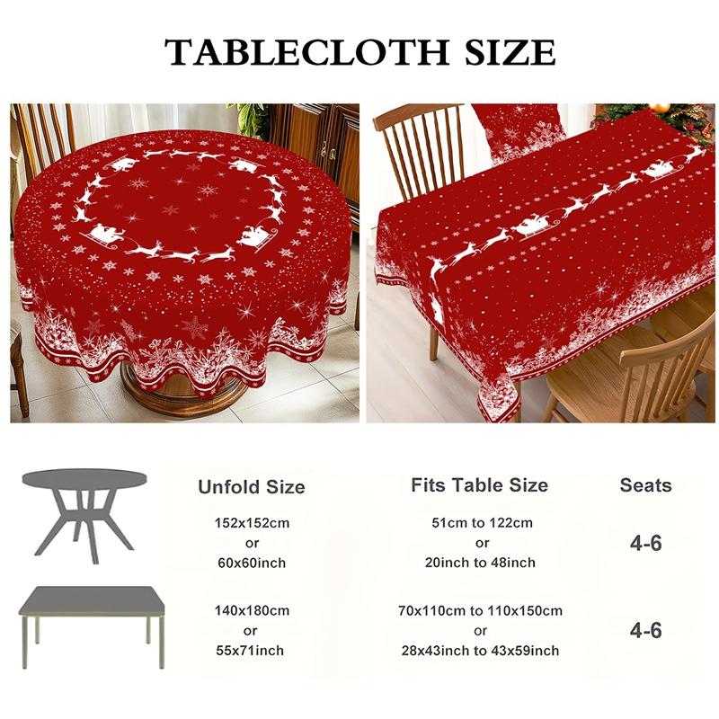 Christmas Elk Snowflakes Tablecloth Christmas Decorations for Home 2025 Xmas Kitchen Dining Table Cover Navidad New Year 2026