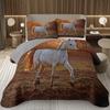 Wild Horse Bedspread Queen/Full Galloping Horse Pattern Quilted Bedding Set Farm Animal Coverlet Set Reversible Rustic Bed Cover