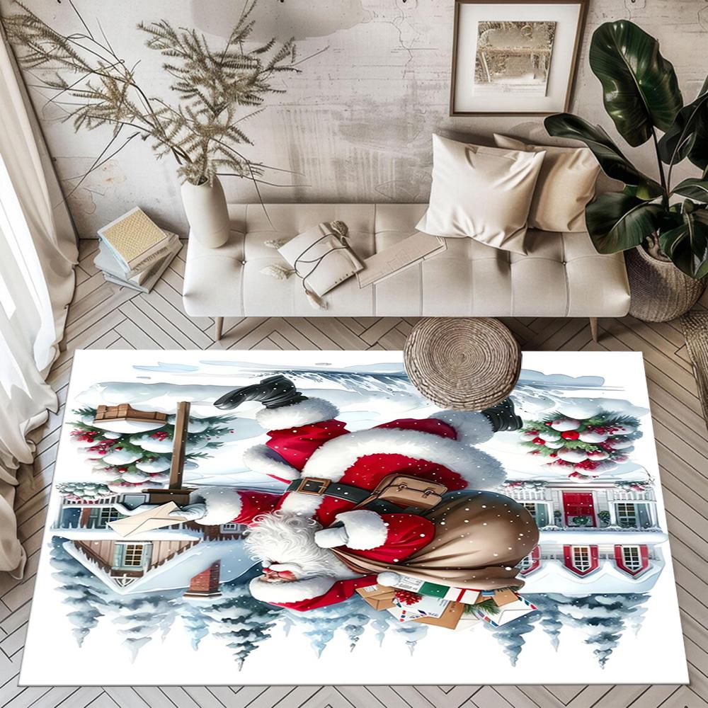 Christmas Santa Claus Delivery Floor Mats for Living Room, Bedroom and Room Decoration Are Suitable for Gifts.