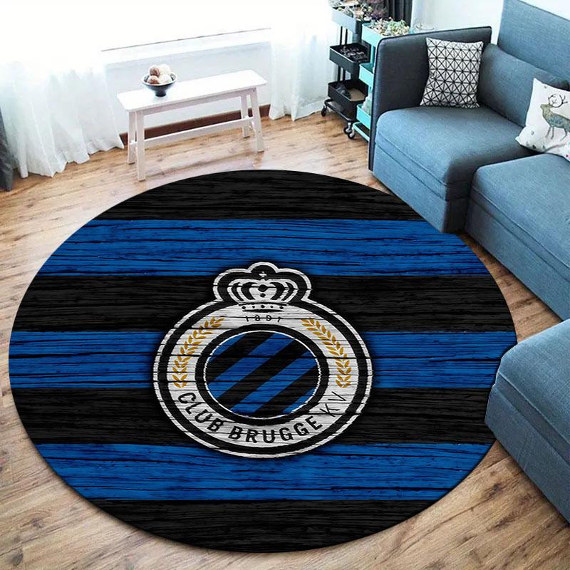 Club Brugge KV Round Area Rug,Carpet Rug for Living Room Bedroom Sofa Playroom Decor,Non-slip Floor Mat