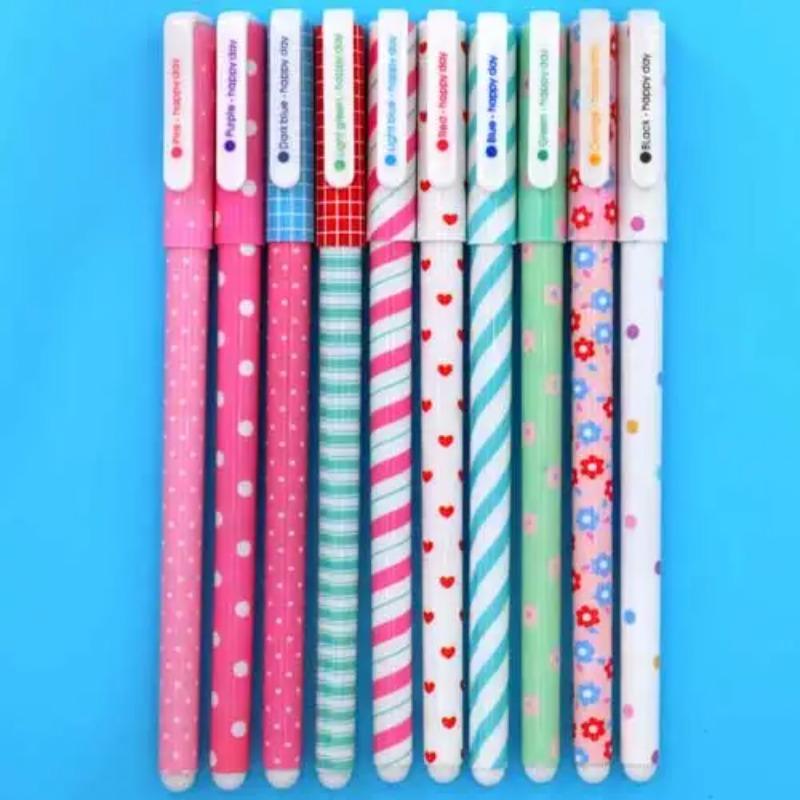 10 Pcs/Kit Adorable Color Pen Flower Animal Starry Star Sweet Flora Colored Gel Pen 05mm Pens for School Kawaii Korean Stationary