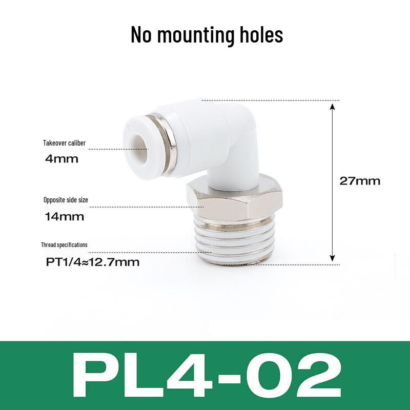 Premium White Male Thread Elbow PL8-02 Pneumatic Connector, 4-M5/6-01/10-03/12-04 Air Tube