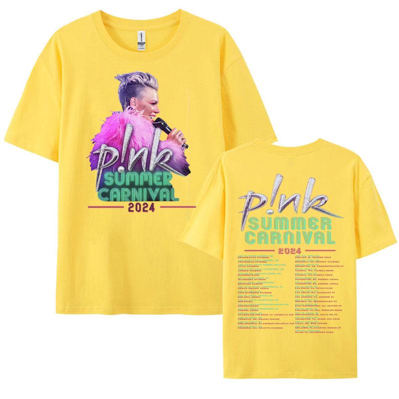 Pnk Pink Singer Summer Carnival 2024 Festival WORLD Tour Tee Shirt Womens Men Clothing Aesthetics Oversized Tshirt Streetwear