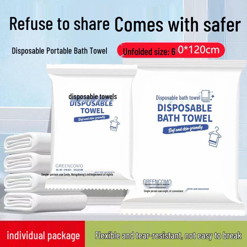 Individually Packaged Large Disposable Bath Towel for Hotel, B&B, Salon - Thick, Portable, Wet/Dry Use