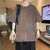 Summer men's loose short-sleeved T-shirt tops quarter-sleeved round neck half-sleeved T-shirt plus size