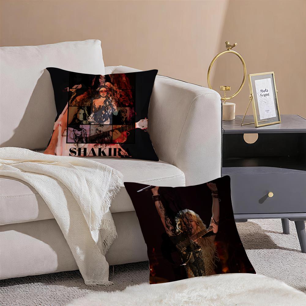 Shakira Cushion Cover Anti-dustmite Pillowcase Invisible Zipper Silky Short Plush Sofa Cushion Cover