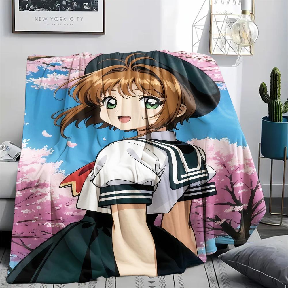 1PC Cardcaptor Sakura Print Flannel Blanket, High Quality All Seasons, Home Decor, Warmth and Comfort, Perfect for Christmas Gifts