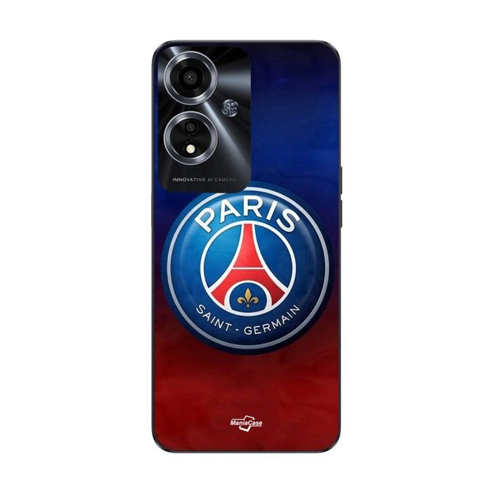 Coque de téléphone - MANIACASE - Oppo A59 5G - Coque en silicone TPU - PSG Logo coloré - Noir