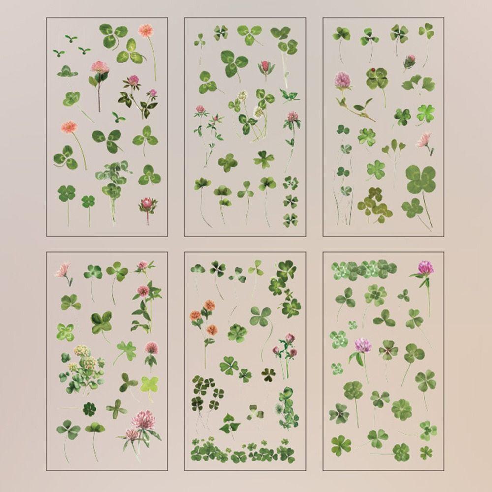 6 pcs/pack Adhesive PVC Plant Flower Sticker Nature Transparent Flower Stickers  Album
