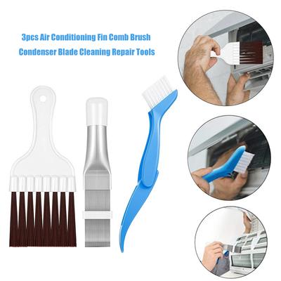 3pcs Cooling Straightening Cleaning Tool Air Conditioning Fin Comb Brush Kit Radiator Blade Condenser Cleaning Tools