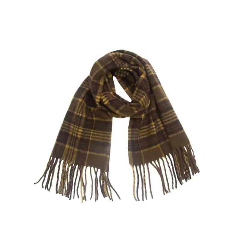 New Autumn and Winter High-end New Widened and Thickened Plaid Imitation Cashmere Scarf, Scarf, Warm Shawl