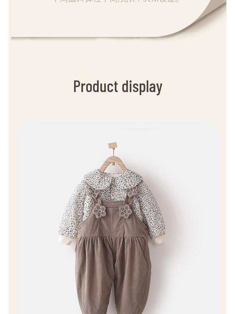 Quilted Autumn/Winter Baby Bodysuit & Girls' Toddler Overalls Set