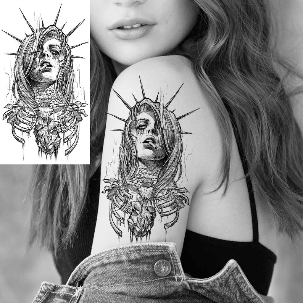 Scorpion Rose Flower Temporary Tattoos For Women Adults Realistic Vampire Wolf Scary Snake Crown Fake Tattoo Sticker Arm Tatoos