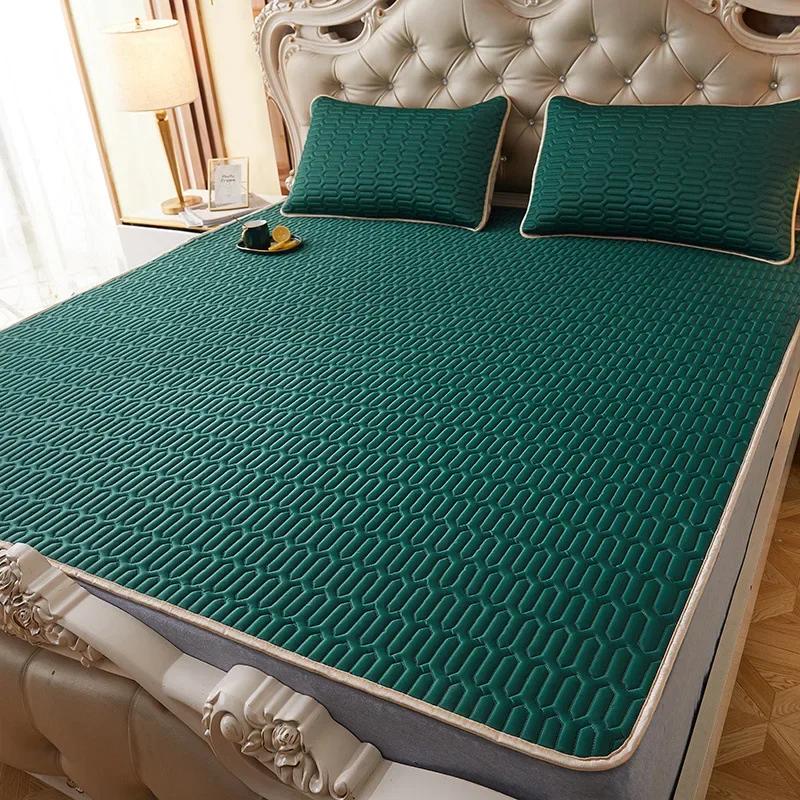 Květiny Latexová Letní Podložka Sada Chladivý Pocit Podložka na Postel a Povlak na Polštář Studená Spací Podložka na Postel na Léto Prodyšná Skládací Chladivá Podložka