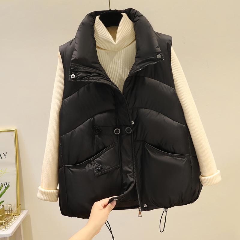 Módní dámská parka bez rukávů, zimní svrchní oblečení, elegantní tlustá teplá vesta, dámské krátké kabáty