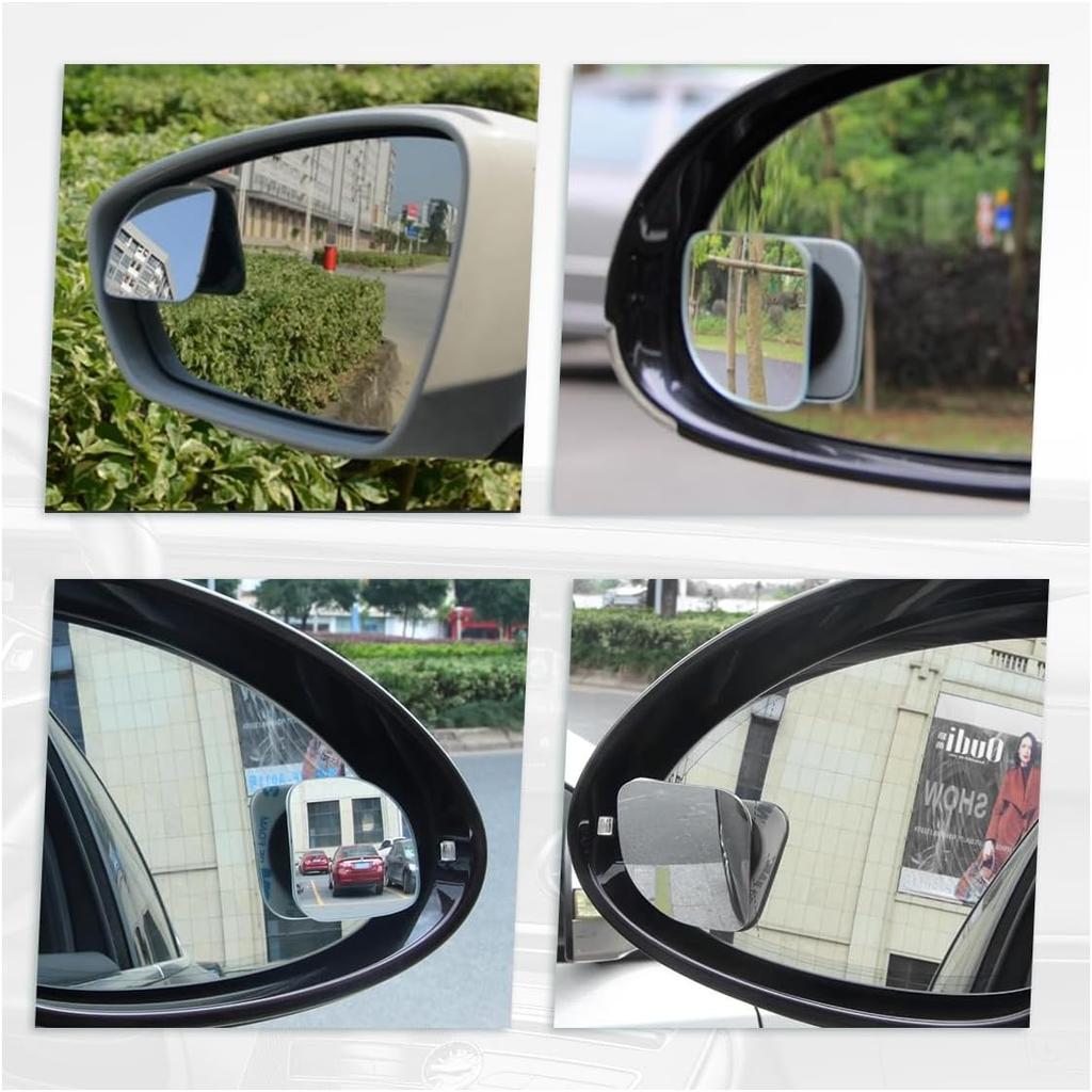 ZIMISI Fan-Shaped Blind Spot Car Mirror, 2" HD Glass Wide Angle Convex Mirror with Adjustable Stick, 360 Degree Frameless Rear View Mirrors for Car,