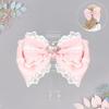 Elegant Ribbon Hair Clip Headpiece With Lace Ruffle Trim Design For Women And Girl Anime Event Gathering Hair Ornament