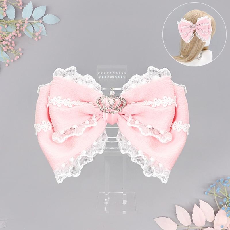 Elegant Ribbon Hair Clip Headpiece With Lace Ruffle Trim Design For Women And Girl Anime Event Gathering Hair Ornament