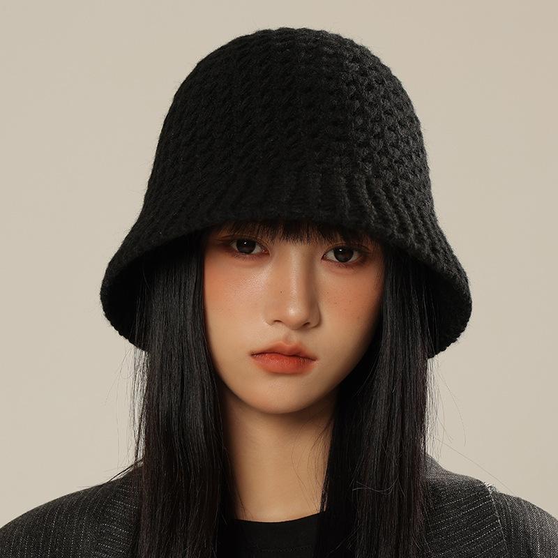New Knitted Bucket Hat Women's Autumn and Winter Fashion Versatile Face Small Wool Hat Internet Celebrity Visor Basin Hat