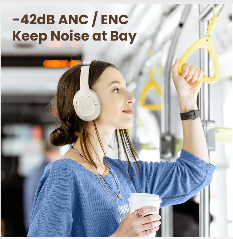 2025 S35 ANC Wireless Headphones Over-ear 42dB ANC Headphone Bluetooth 5.2 40mm Dynamic Driver 60-hour Battery Life Earphones