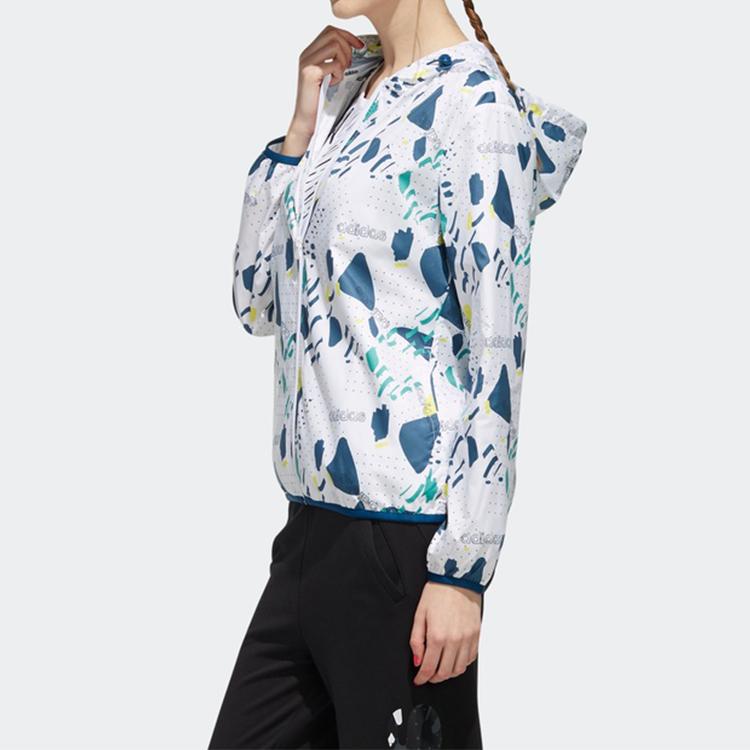 Adidas Neo Printed Pattern Sports Hooded Jacket Women Jacket White DW7778