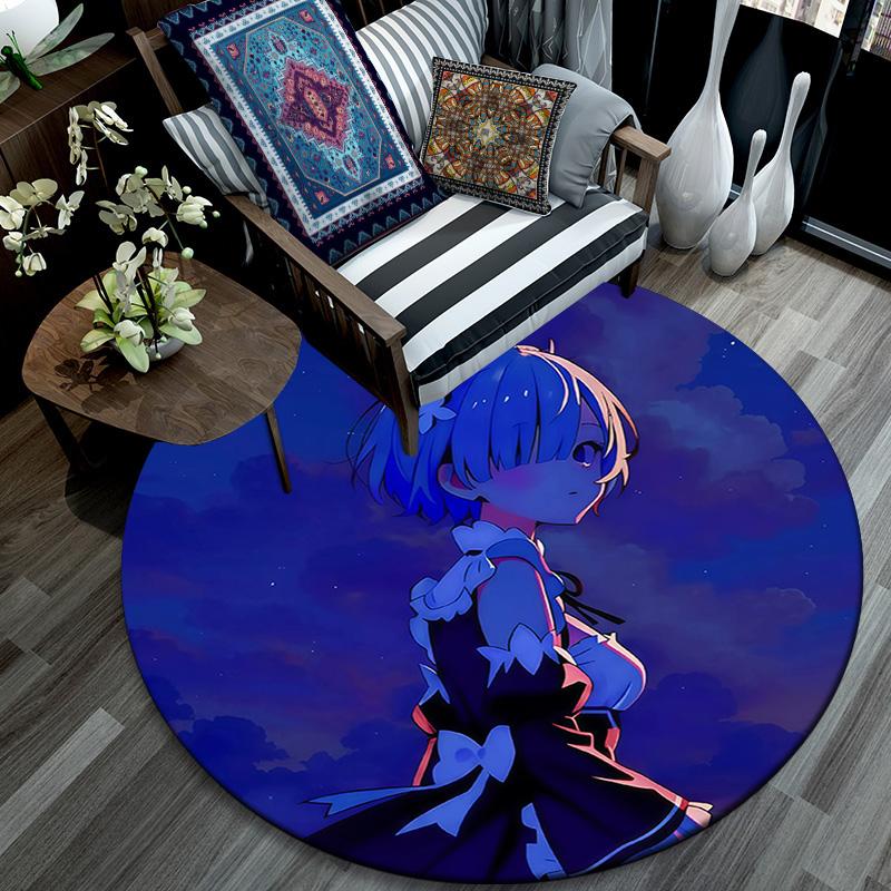 ReZero Round Area Rug,Carpet Rug for Living Room Bedroom Sofa Playroom Decor,Non-slip Floor Mat