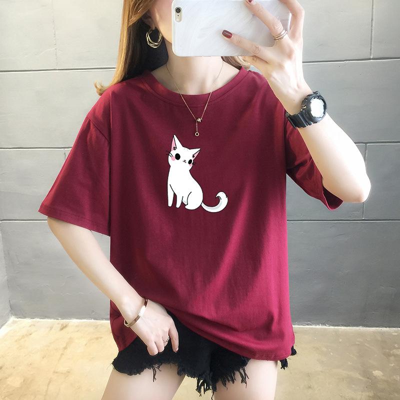 Short-sleeved T-shirt Women's Summer Student Casual Cartoon Blouse Fashion Round Neck Women's Clothing
