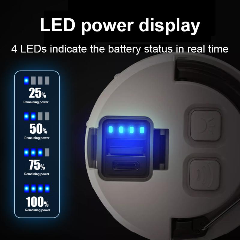 Lampă de camping multifuncțională în aer liber, reîncărcabilă, pliabilă, portabilă, pentru cort, cu putere mobilă, lanterne în aer liber cu fotografiere lungă