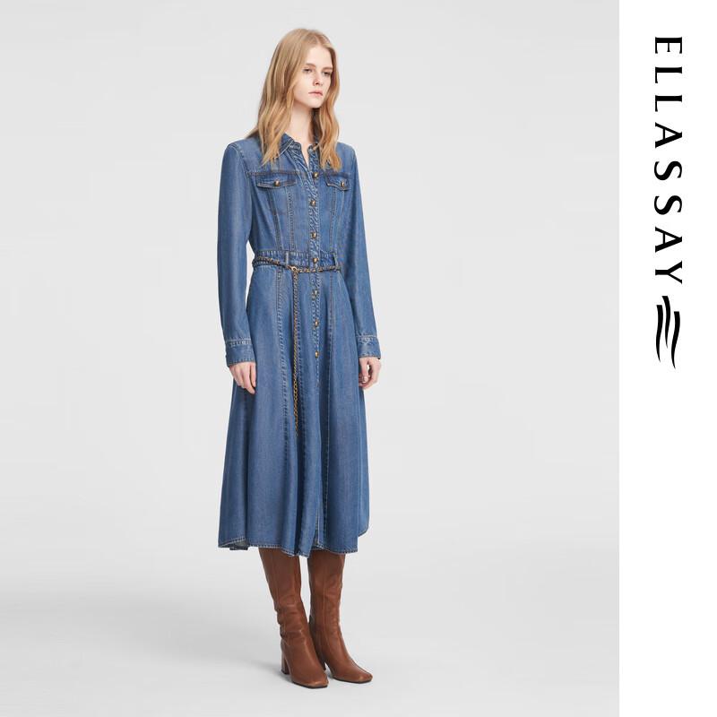 ELLASSAY Women's Lyocell Denim A-Line Midi Dress